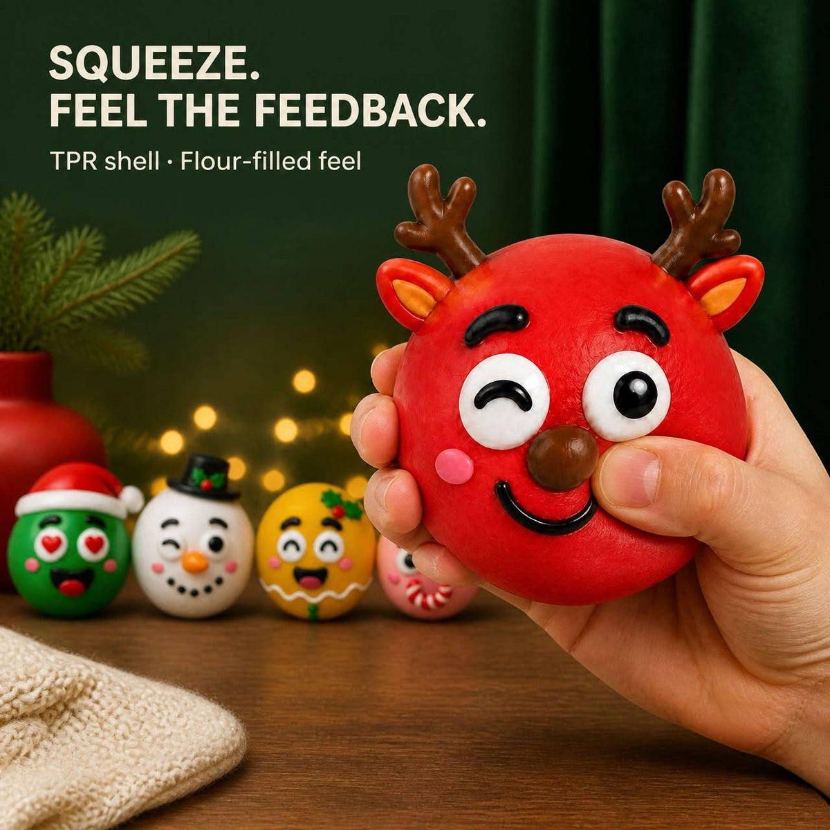 Funny Faces Squishy Balls - Christmas Edition