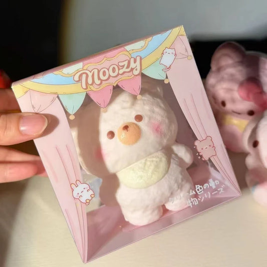 Moozy Pink Cream Bear Squishy