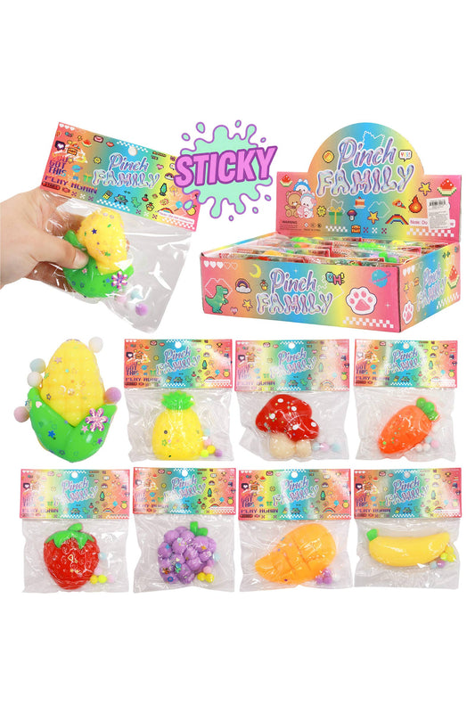 Fruits and Vegetables Sticky Mochi Pom Pom Taba Squishy