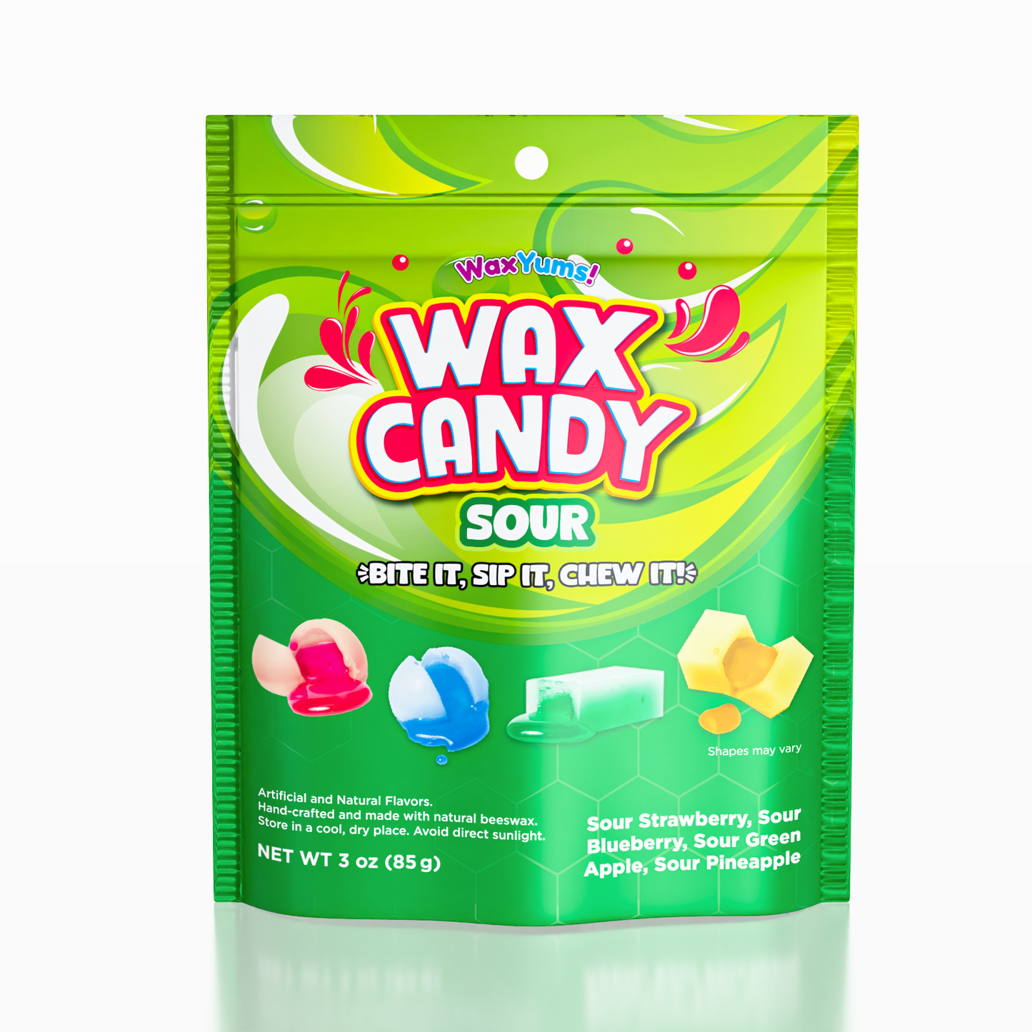 WaxYums Chewy Gushing Sour Wax Candy Bag