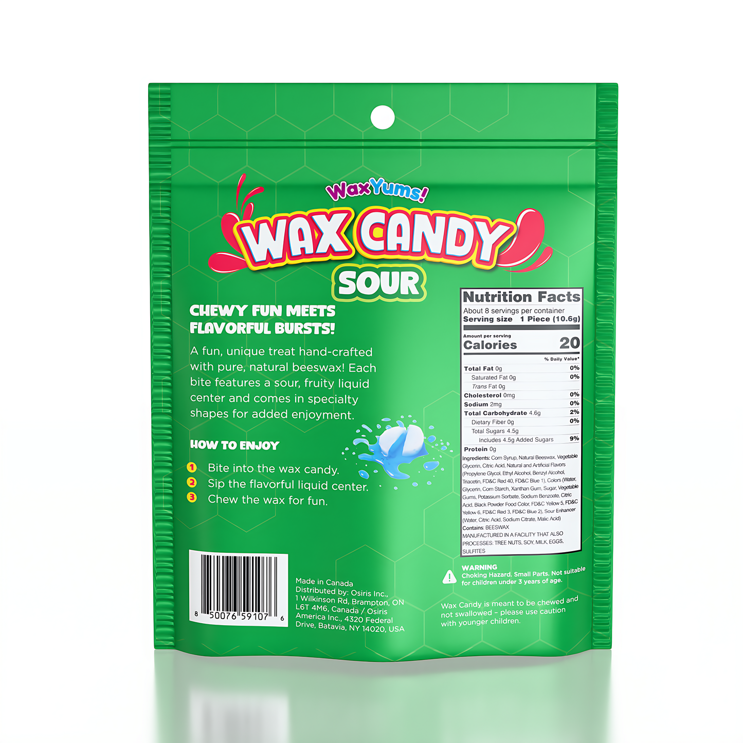 WaxYums Chewy Gushing Sour Wax Candy Bag