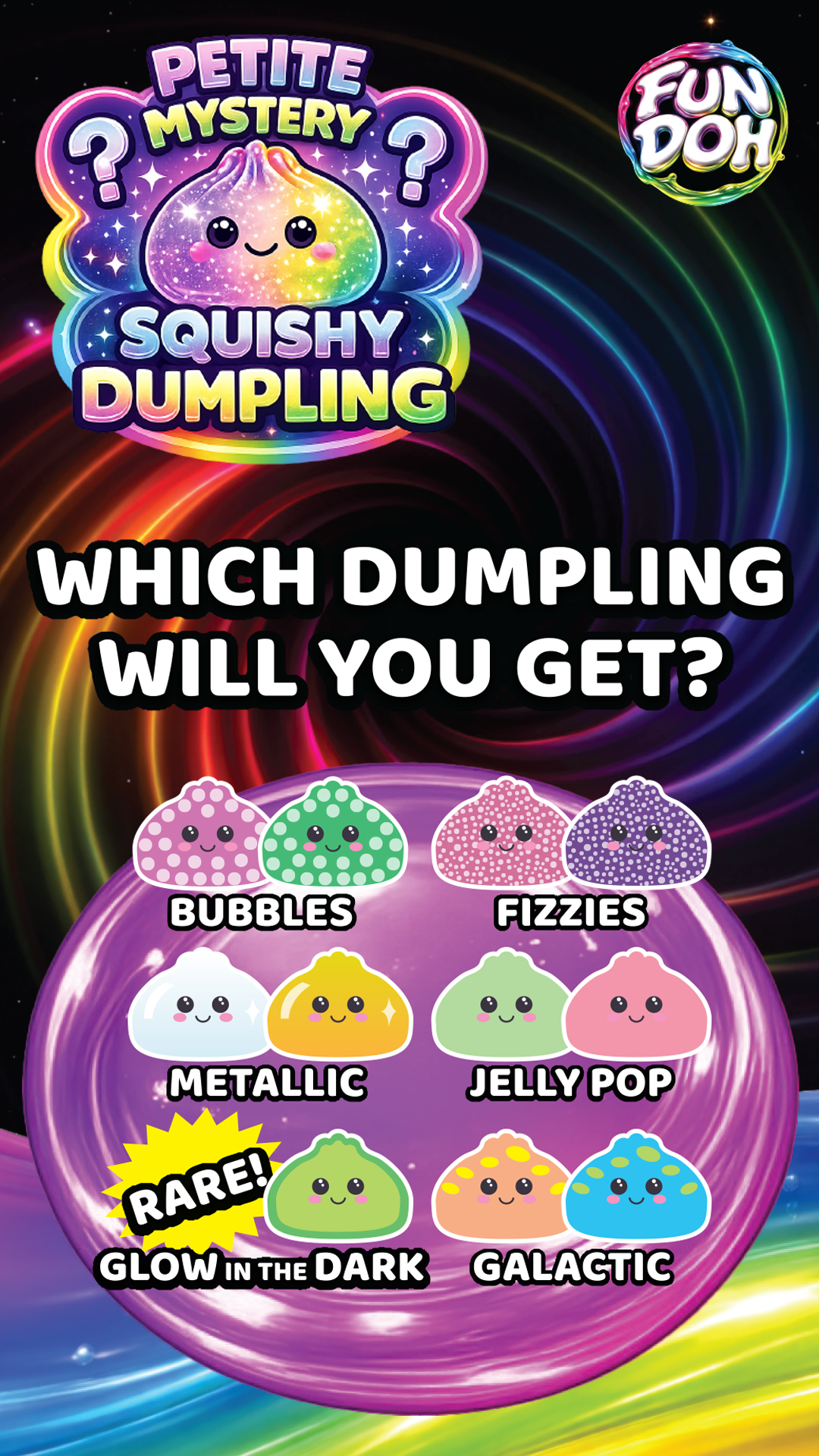 Fun Doh Squishy Mystery Mini Petite 2.5" Dumpling Toy (1 dumpling)