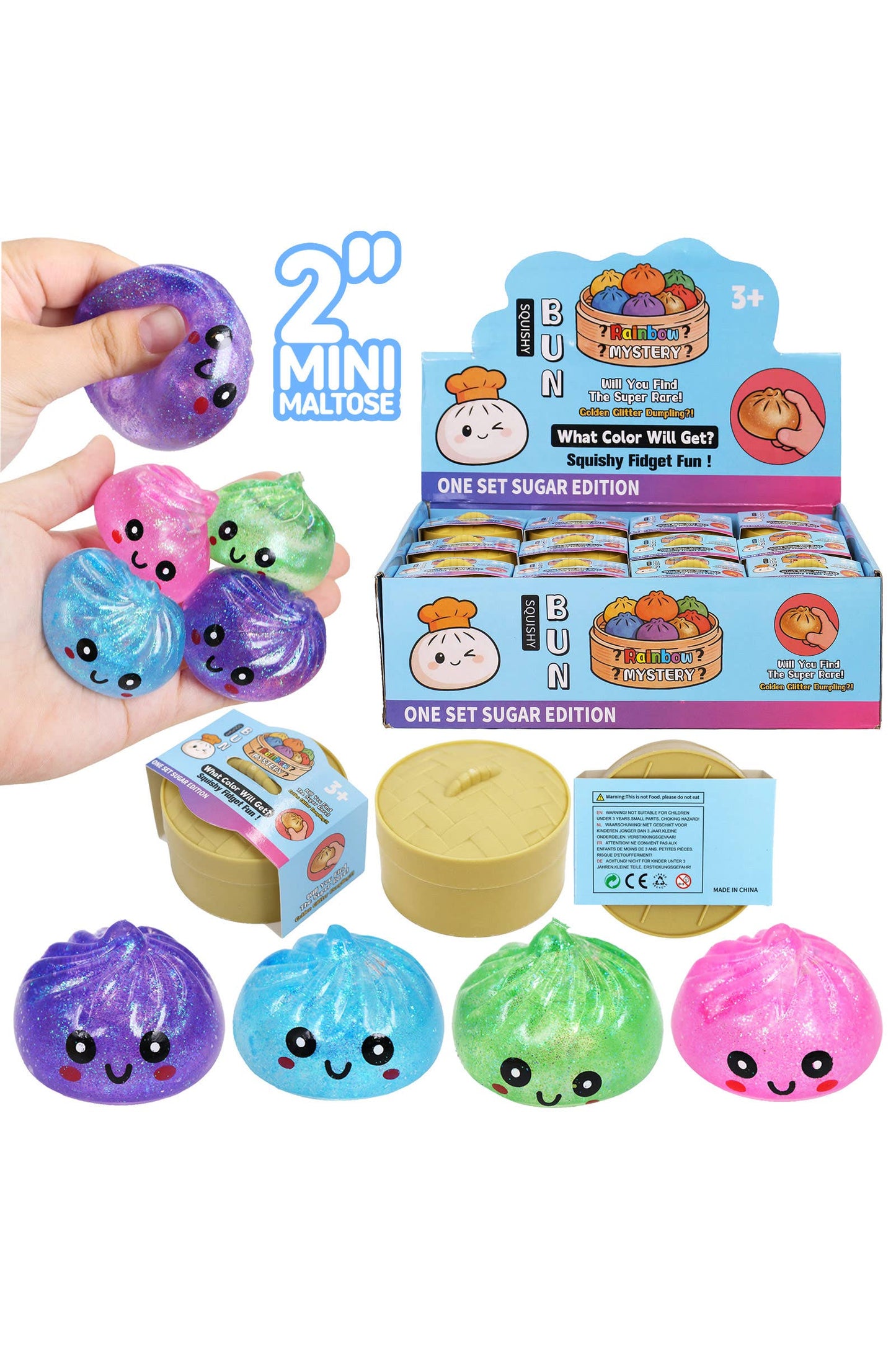 Mini Dumpling Glitter Maltose Putty Filled Squishy - (1)