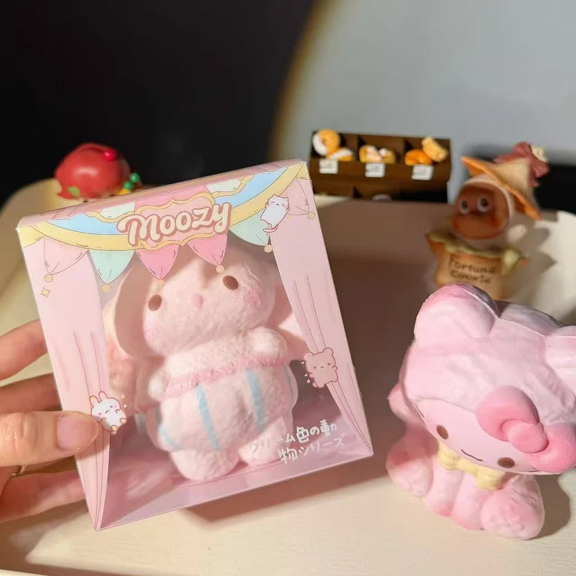 Moozy Pink Cream Bunny Squishy