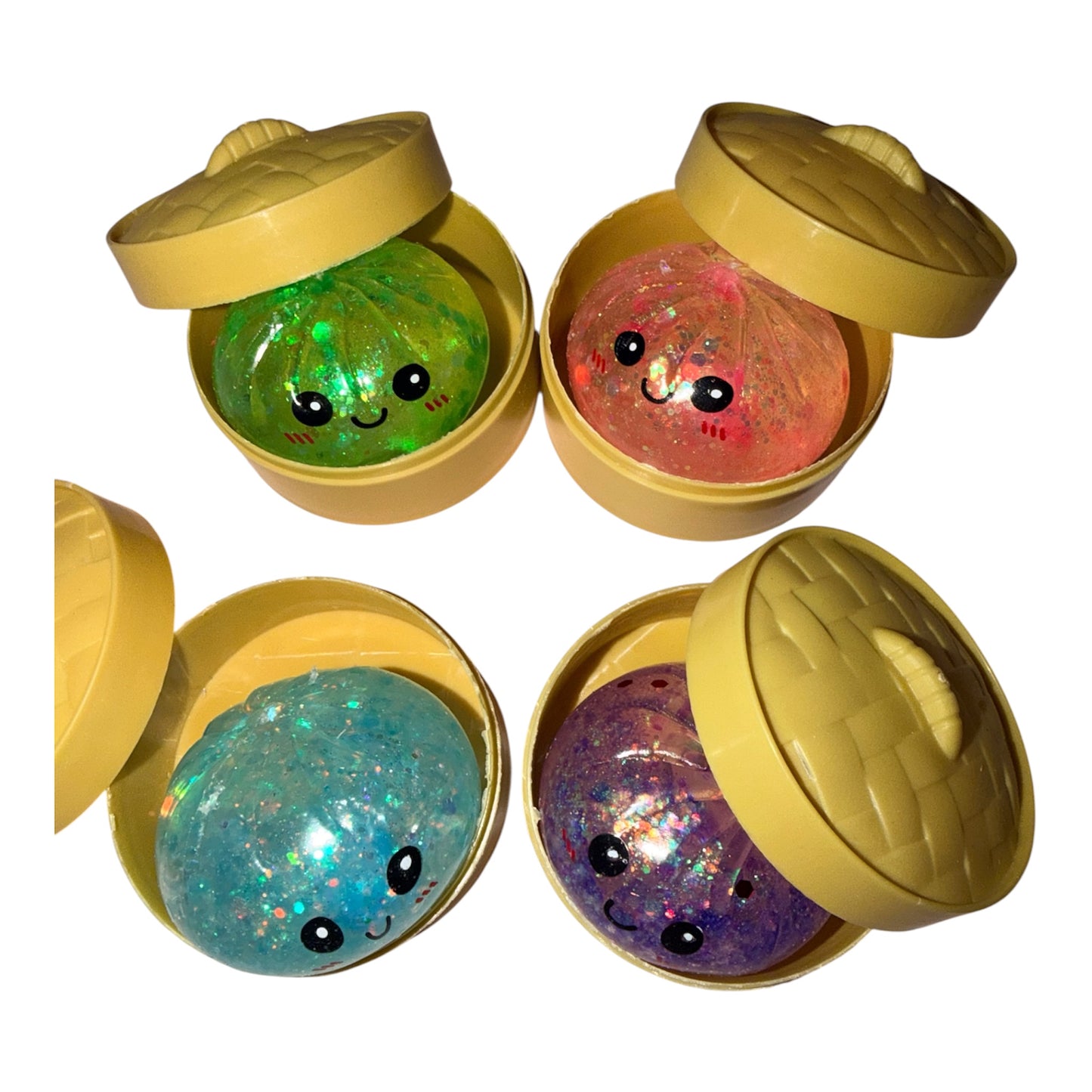 4-Piece Mini Glitter Dumpling Squishy Set