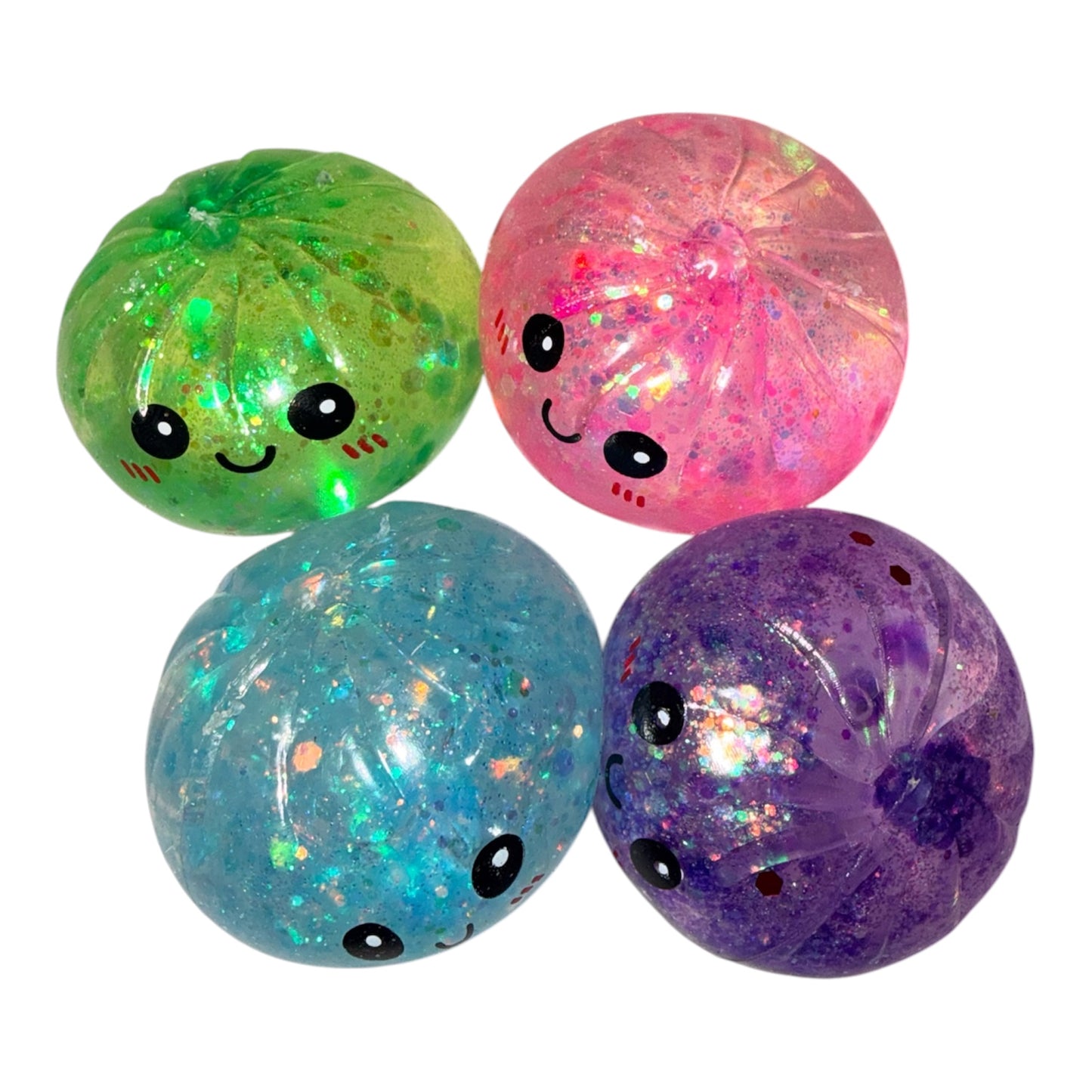 4-Piece Mini Glitter Dumpling Squishy Set