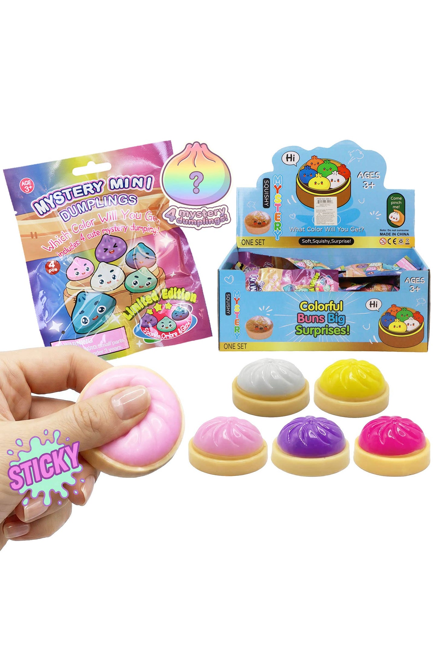 4-Count Mini Sticky Mochi Dumpling Squishy Mystery Blind Bag