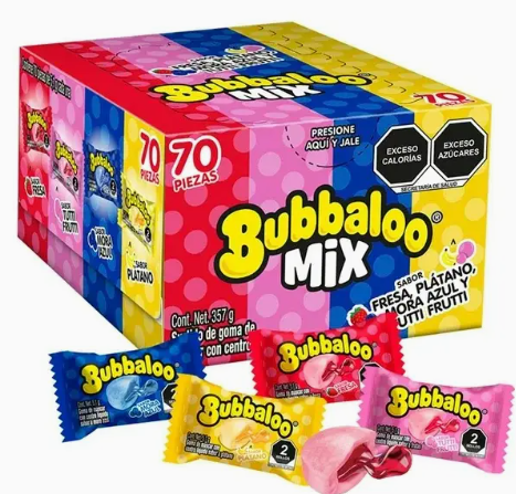 Bubbaloo Mix Flavor Chewing Gum (1 BOX WITH 70 PIECES INSIDE OF IT) Mexican Candy